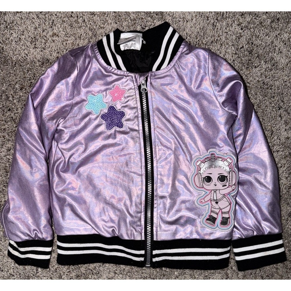 LOL Surprise Iridescent Bomber Jacket & Tee Purple Girls Size 4T